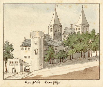 804935 Gezicht op het kasteel Everstein aan de Jutphasewetering bij Jutphaas.N.B. De gemeenten Jutphaas en Vreeswijk ...